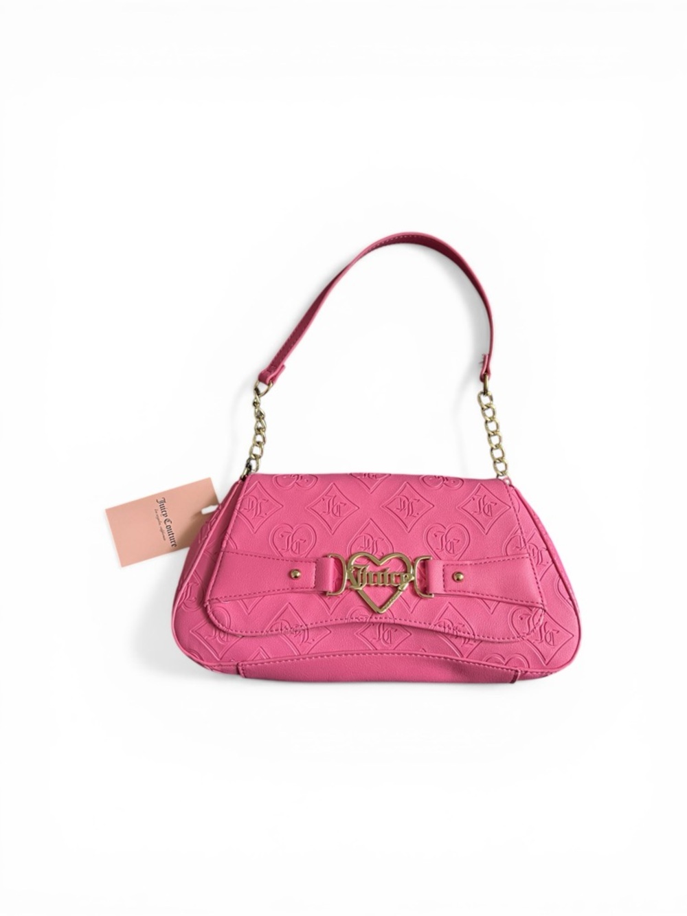 Juicy Couture Juicy Pink Flap Shoulder Bag with Gold Heart Logo
